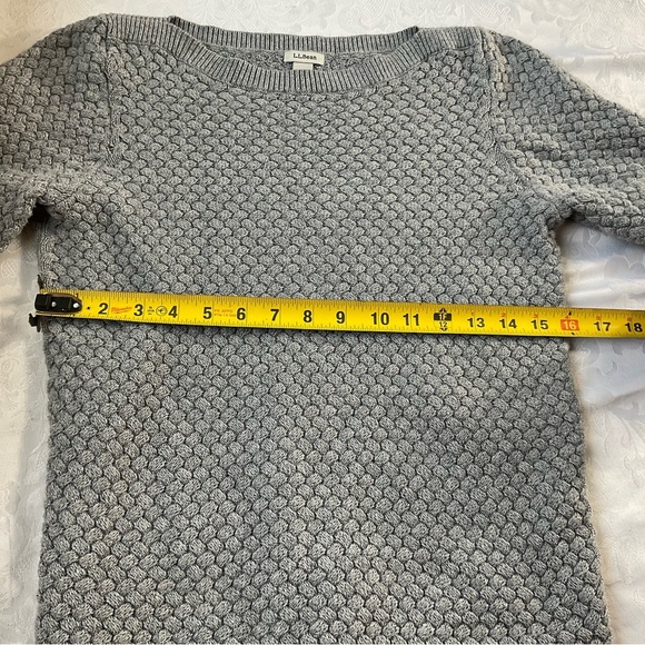 LL Bean Women Sweater Size Xsmall Cotton Long Sleeve Pullover Basket Weave Gray - Picture 5 of 10